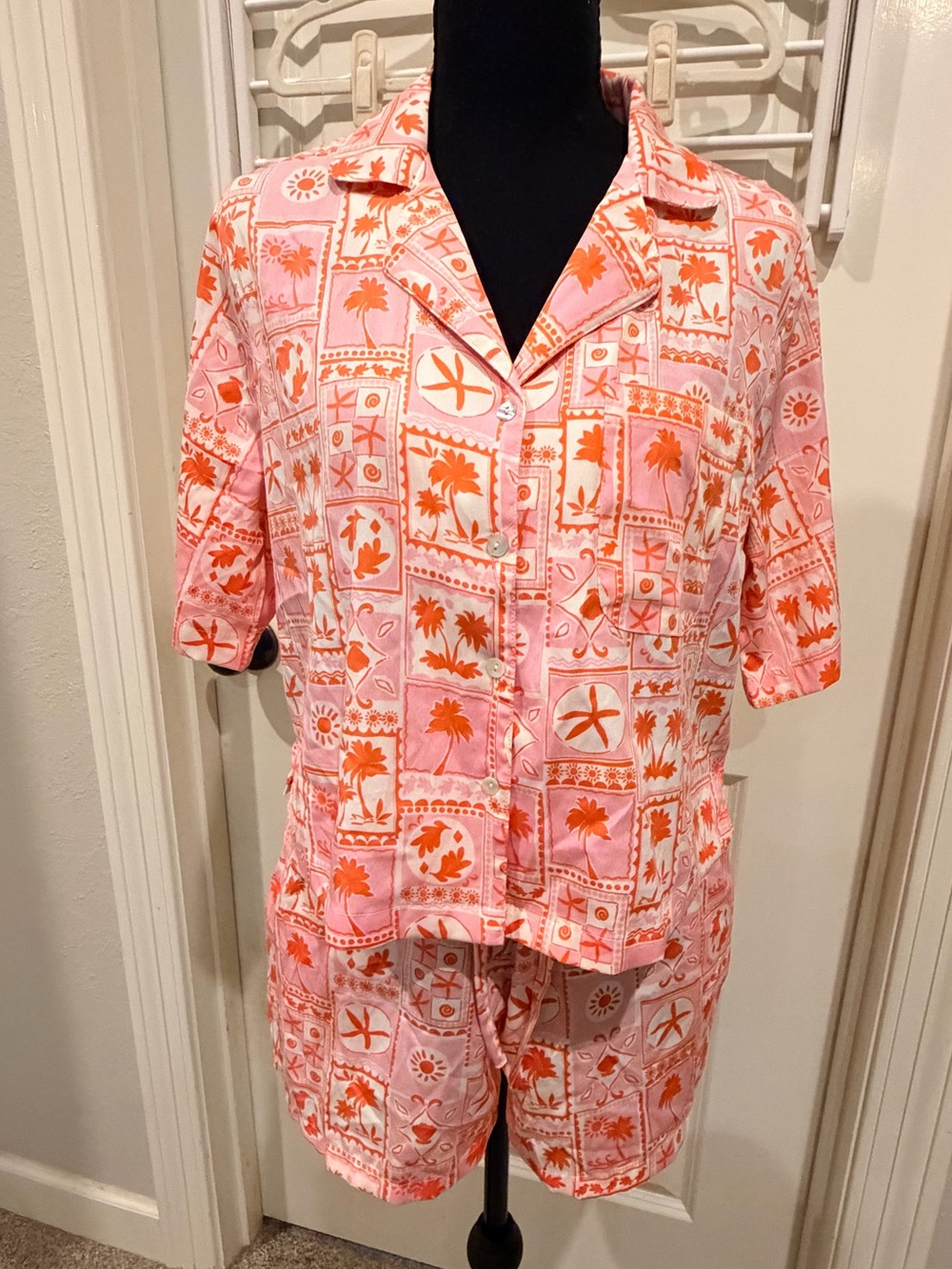 Sigrid Olsen Pink and Orange Short Pajama Set